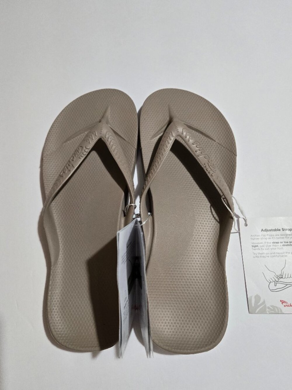 Archies Arch Support Flip Flops Taupe Women size 6 "Plantar Fasciitis Friendly"